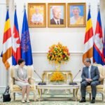 ជួបជាមួយ លោកជំទាវ Zou Jiayi ប្រធាន និងជាប្រធានក្រុមប្រឹក្សាភិបាល នៃធនាគារវិនិយោគហេដ្ឋារចនាសម្ព័ន្ធអាស៊ី (AIIB) ក្នុងជំនួបសម្តែងការគួរសម និងពិភាក្សាការងារ នៅវិមានសន្តិភាព។